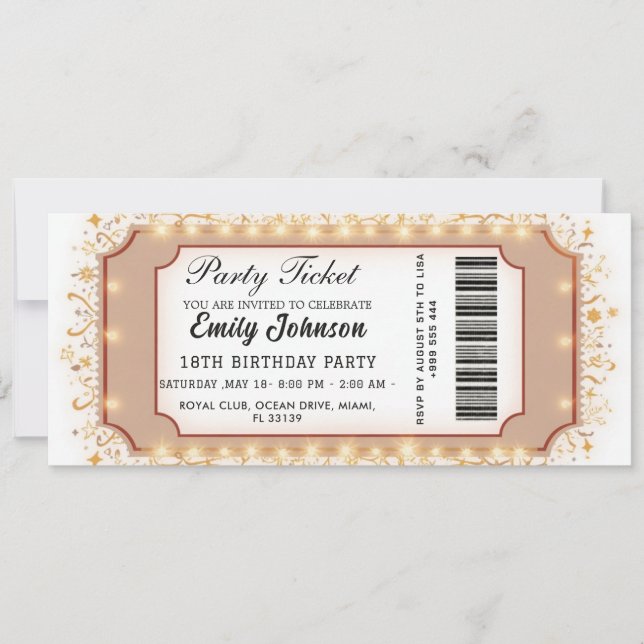 Convite de Ingresso para Festa de Aniversário Dour (Frente)
