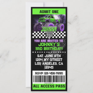 Convite de Ingresso para Monster Truck