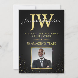 Convite de Iniciais Personalizadas, Aniversário Fo