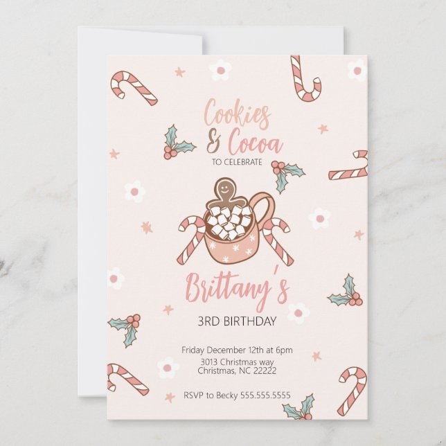 Convite de Inverno de Biscoitos e Cacau (Frente)