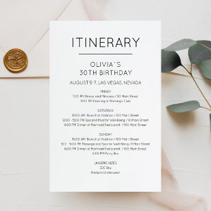 Convite de Itinerário de Aniversário de Fim de Sem