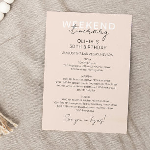 Convite de Itinerário de Aniversário de Fim de Sem