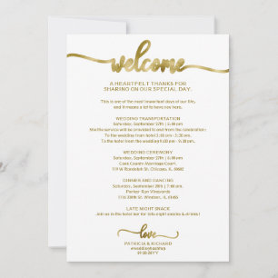 Convite de Itinerário de Casamento com Caligrafia
