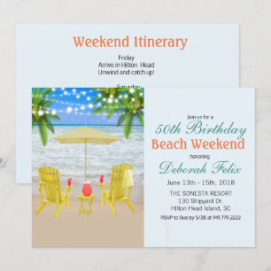 Convite de Itinerário de Fim de Semana na Praia pa