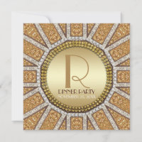 Convite de Jantar ArtDeco Sol Dourado Brilhante Fe