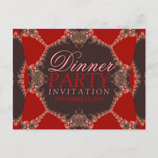 Convite de Jantar com Estampa Batik Vermelha de Mo (Frente)