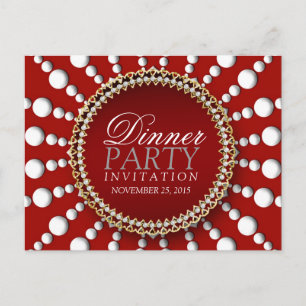 Convite de Jantar com tema Vermelho e Branco Cartã
