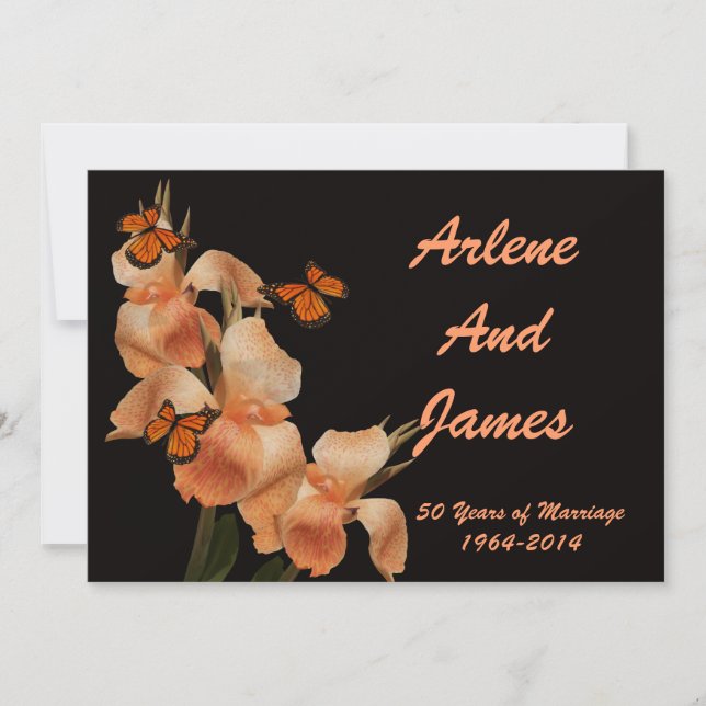 convite de jantar de aniversário de 50 anos em pre (Frente)