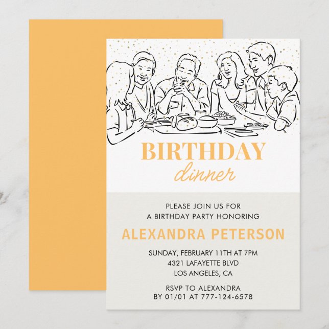 Convite de jantar de aniversário de ouro 84º anive (Frente/Verso)