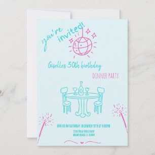Convite de jantar de aniversário moderno desenhado