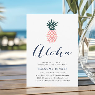 Convite de Jantar de Boas-Vindas Aloha Rosa Abacax