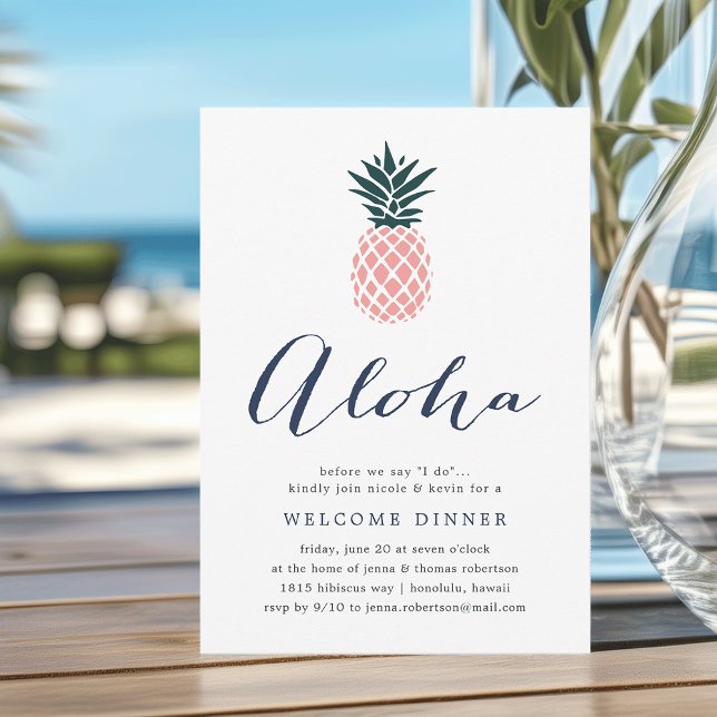 Convite de Jantar de Boas-Vindas Aloha Rosa Abacax (Criador carregado)