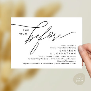 Convite de Jantar de Ensaio de Casamento com Letra