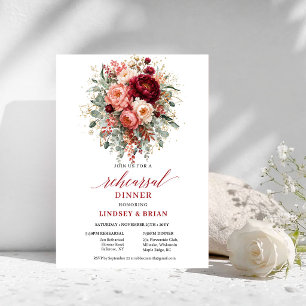 Convite de Jantar de Ensaios Boho Vermelho Profund