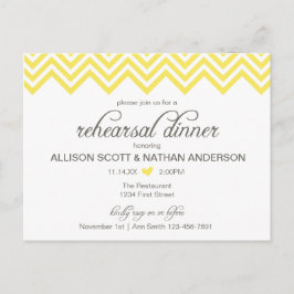 Convite de Jantar de Ensaios Chevron Amarelo Postc