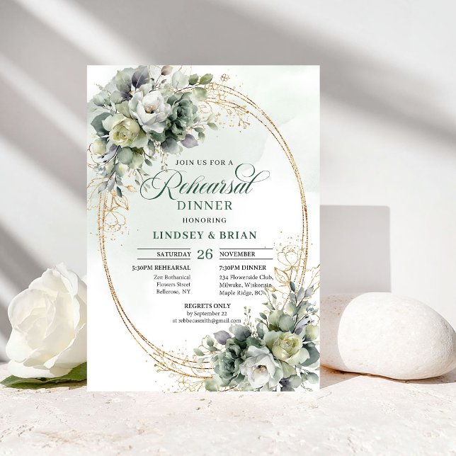 Convite de Jantar de Ensaios com Eucalipto em Aqua (Watercolor Eucalyptus Rehearsal Dinner Invitation)