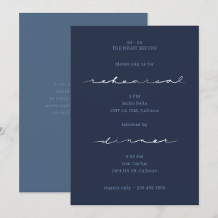 Convite de Jantar de Ensaios de Casamento Azul Mar