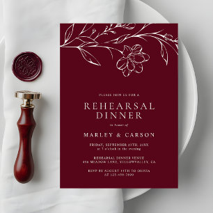 Convite de Jantar de Ensaios de Casamento Floral D