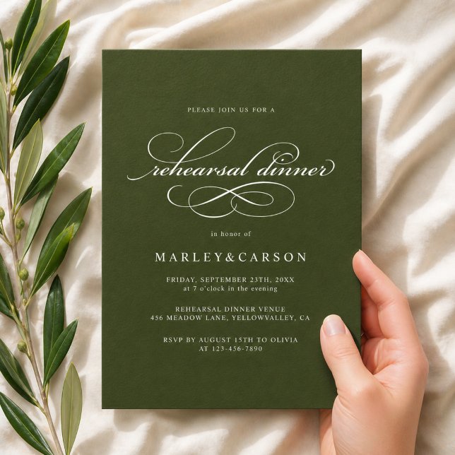Convite de Jantar de Ensaios em Caligrafia Elegant (Criador carregado)