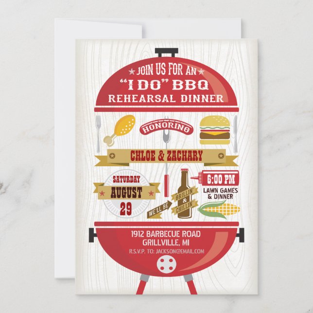 Convite de Jantar de Ensaios "EU ACEITO" BBQ I (Frente)