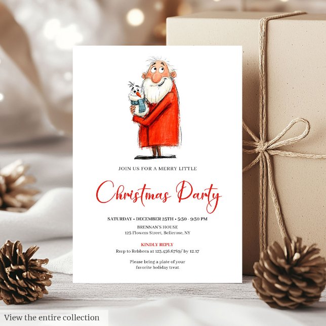 Convite de Jantar de Festa de Natal do Papai Noel  (Funny Santa Claus Holiday Dinner Party Invite)