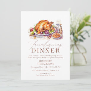 Convite de Jantar de Friendsgiving Aquarela Peru