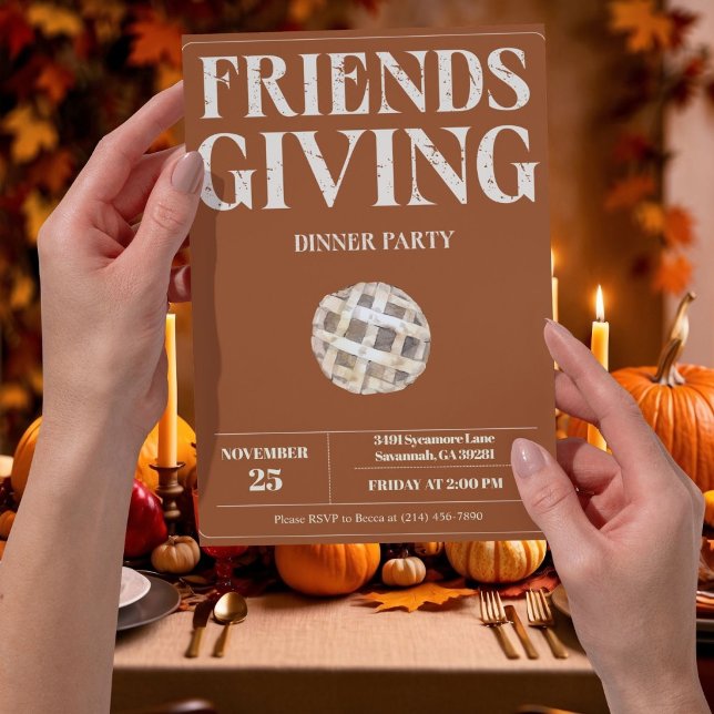 Convite de Jantar de Friendsgiving | Torta Rústica (Criador carregado)