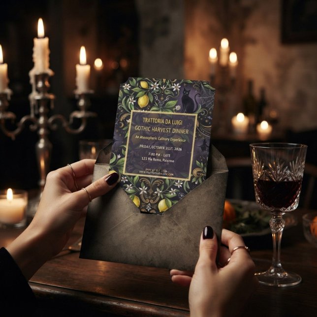 Convite de Jantar de Halloween Botânico Gótico (Criador carregado)