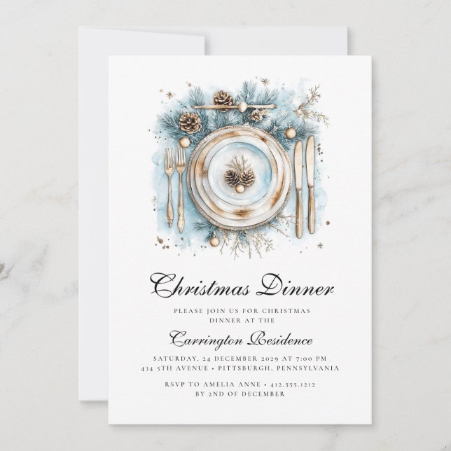 Convite de jantar de Natal elegante (Frente)