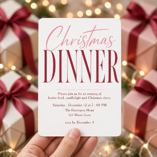 Convite de Jantar de Natal Moderno Rosa Borgonha