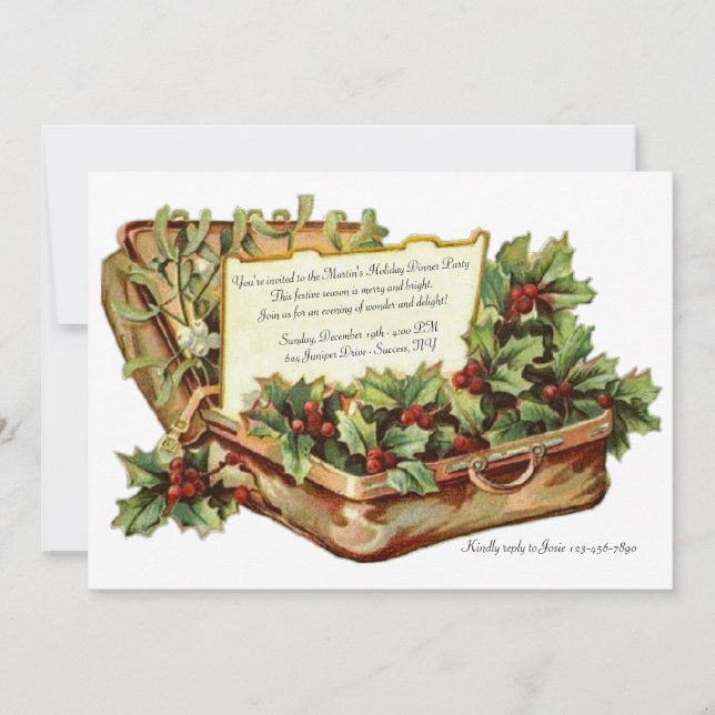 Convite de Jantar de Natal Vintage (Frente)