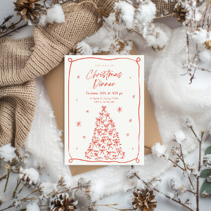 Convite de Jantar de Natal Vintage Vermelho e Bege