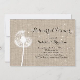 Convite de Jantar de Rehearsal em Burlap Floral