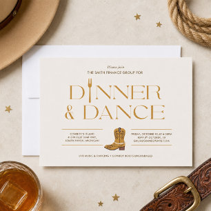 Convite de Jantar e Dança Western Botas de Cowboy