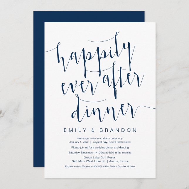 Convite de Jantar Feliz para Sempre, Casamento às  (Frente/Verso)