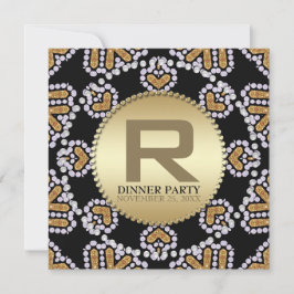Convite de Jantar Golden Corações Aztecas Rústicos