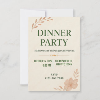 Convite de Jantar Minimalista Elegante