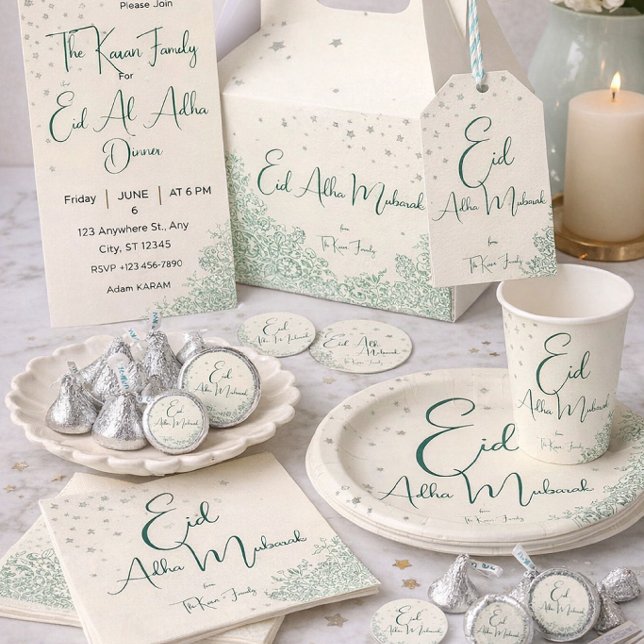Convite de Jantar no Eid Al Adha Sage Verde  (Criador carregado)