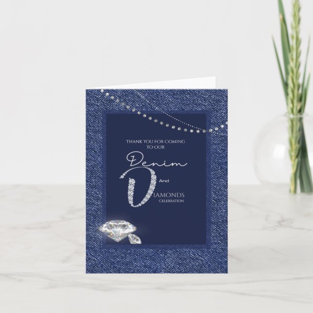 Convite de jeans e diamantes (Frente)