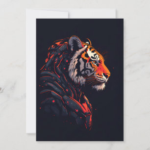 Convite de Jogo Neon Mecha Cyberpunk Tigre