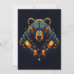 Convite de Jogos Bear Cyberpunk Mecha Neon