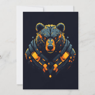 Convite de Jogos Bear Cyberpunk Mecha Neon