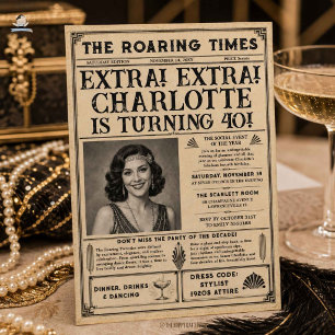 Convite de jornal Art Deco Great Gatsby Anos 20