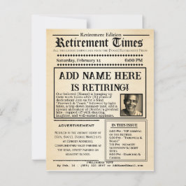 Convite de Jornal "Tempos de Aposentadoria" Vintag