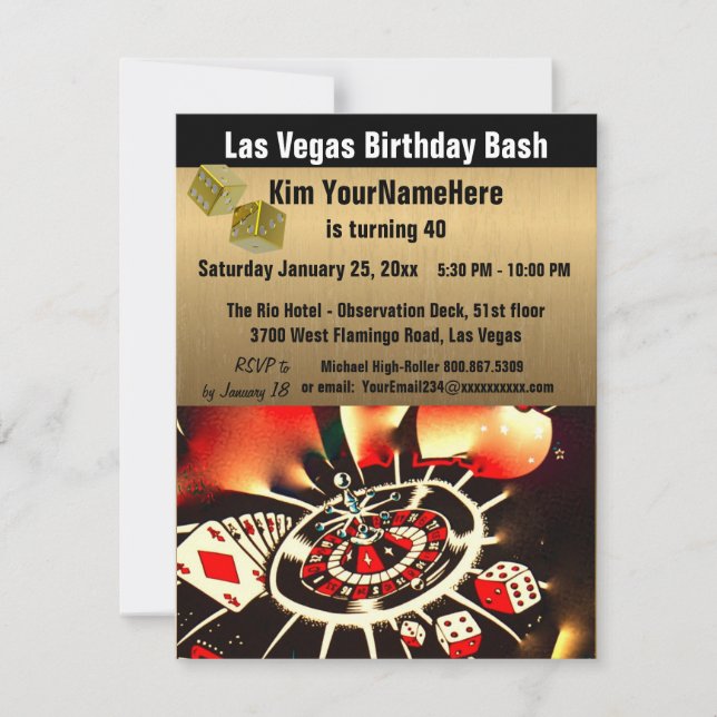 Convite de Las Vegas Birthday Bash (Frente)