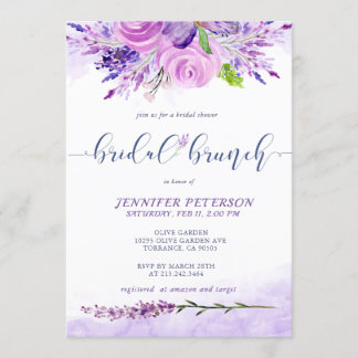 Convite de Lavanda Roxo Bridal Brunch