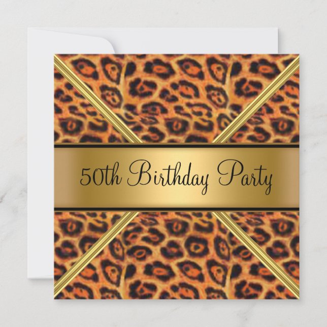 Convite de Leopardo para Festa de 50 Anos da Mulhe (Frente)