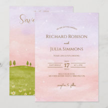 Convite de LILAC Save The Date / Aquarela Rosa