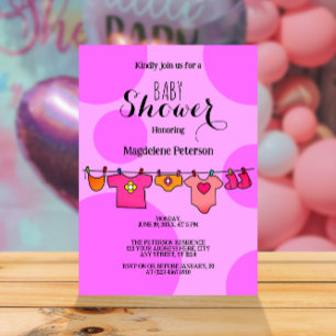 Convite de Linha de Tela de Polkadot Rosa-chá de f