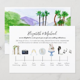 Convite de Linha do Tempo de Casamento Tropical Il
